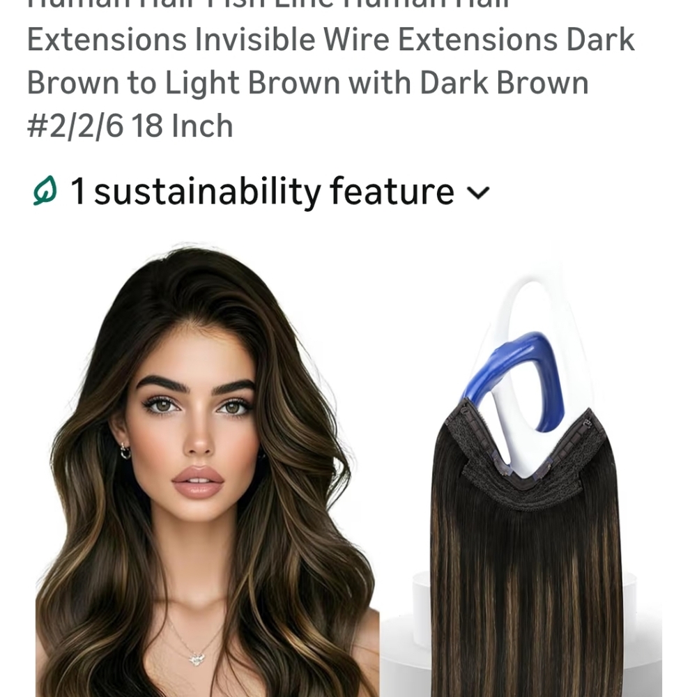 Sunny Halo Clip-In Hair Extensions - Natural Brown Shade Real Hair - Picture 6 of 8